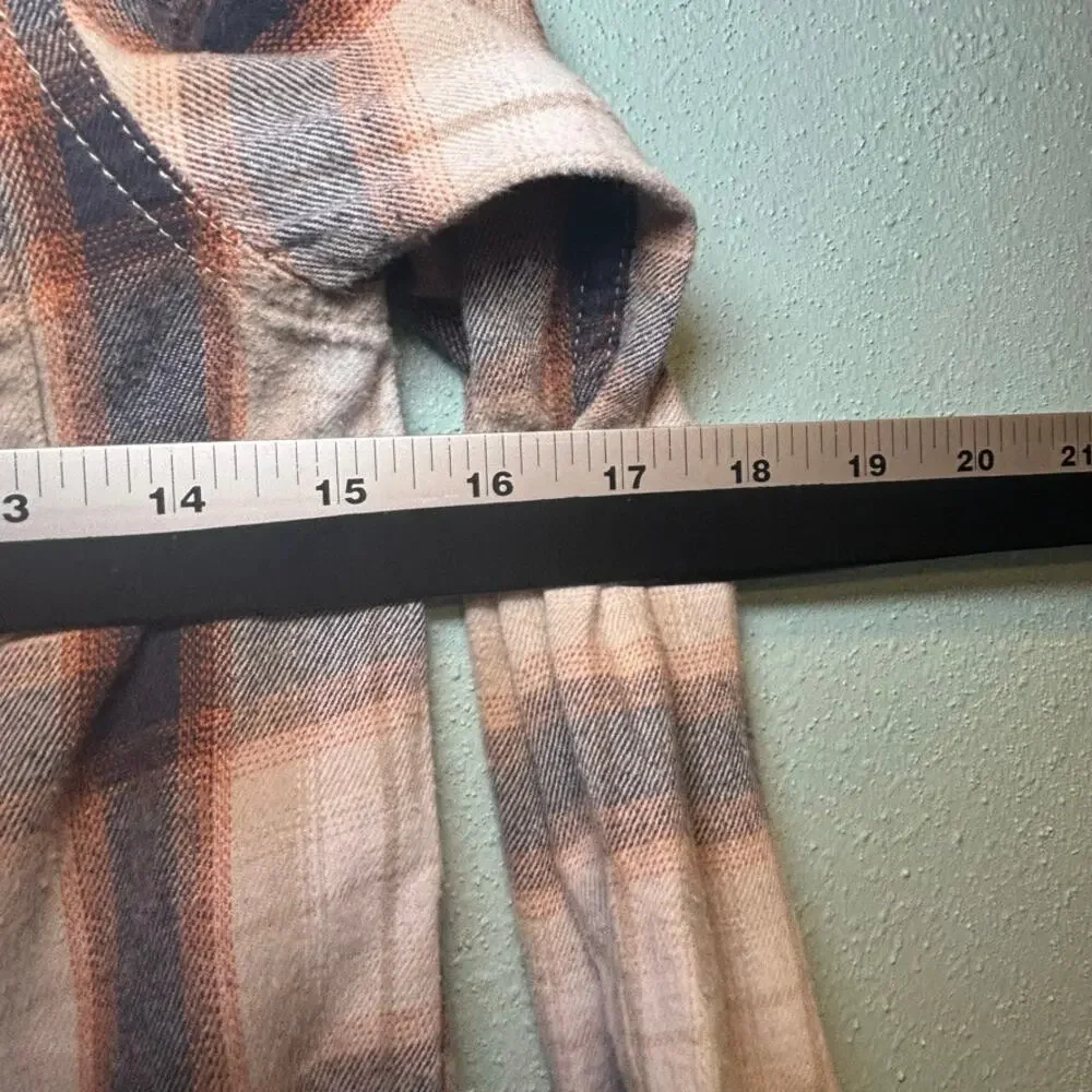 Cody James Boys Brown Tan Plaid Flannel Button Up Long Sleeve Western Shirt - Picture 7 of 10